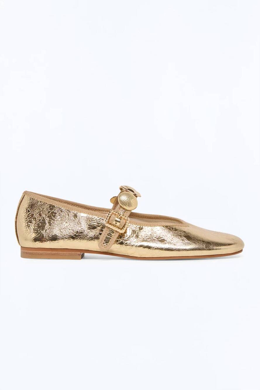 NEW DOLCE VITA women's relan ballet flats in gold distressed leather